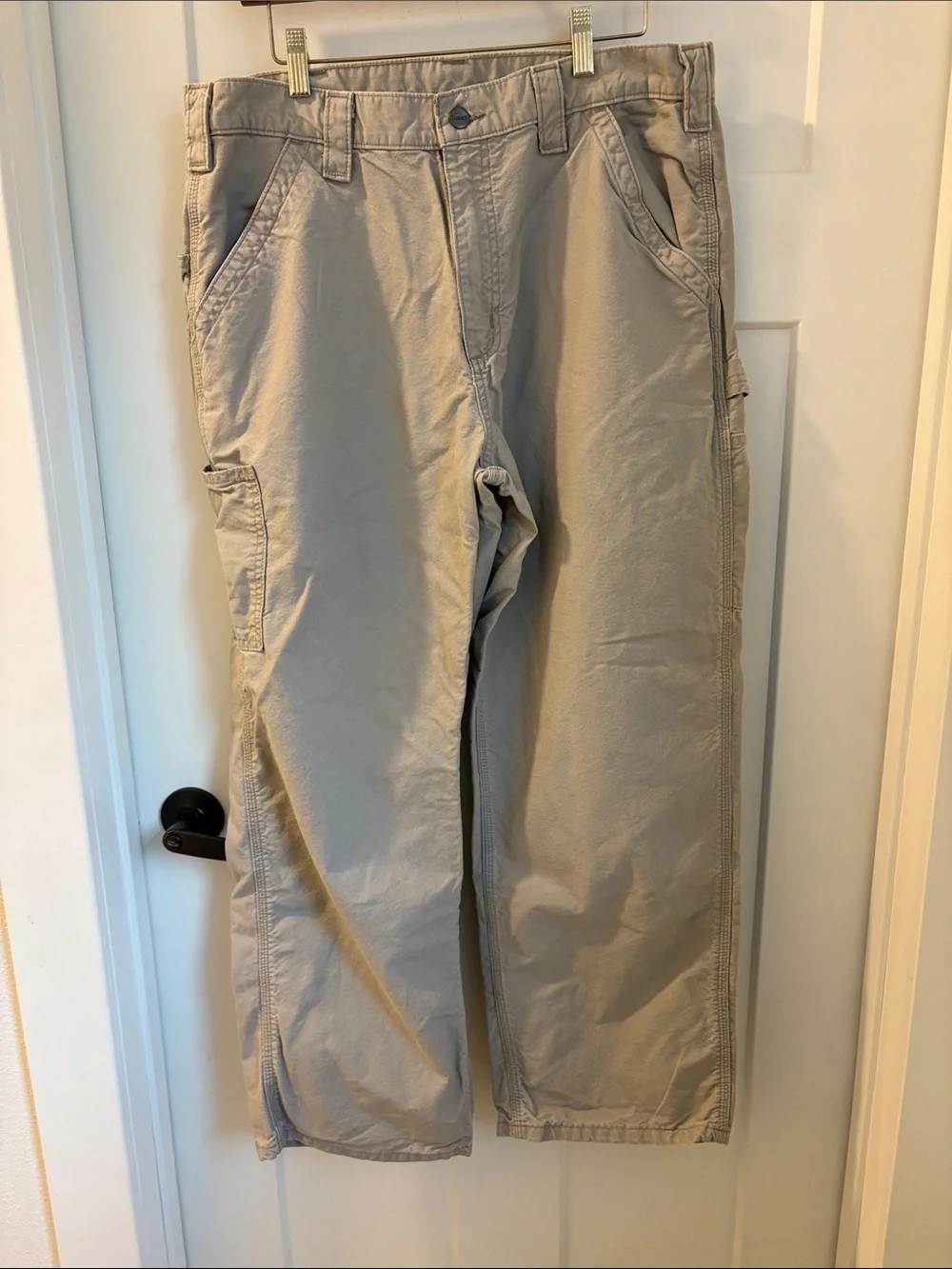 Carhartt light TAN Canvas Dungaree Work Pants Mens 36x30 Excellent Condition